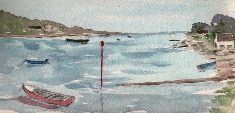 Rivière de Saint Philibert - aquarelle de Simone Gourvenec 1989